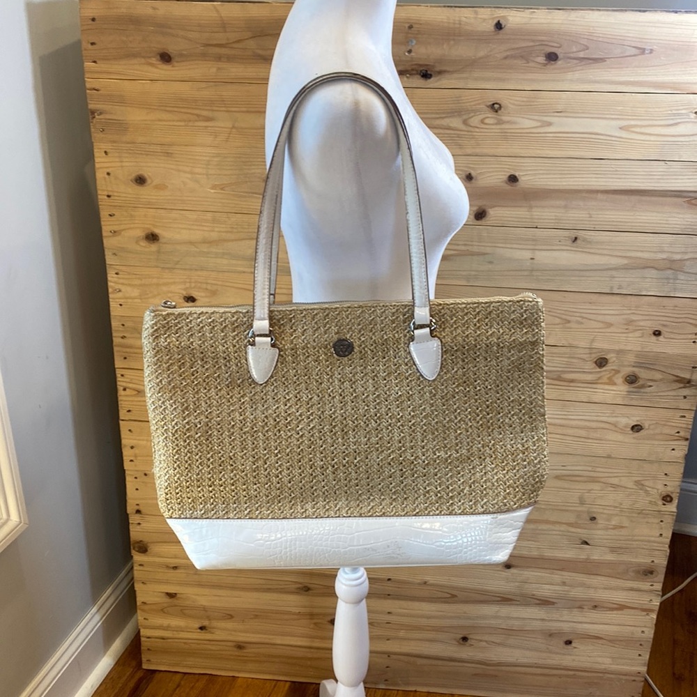 Anne Klein textured purse/tote with white croc embossed patent leather. NWOT